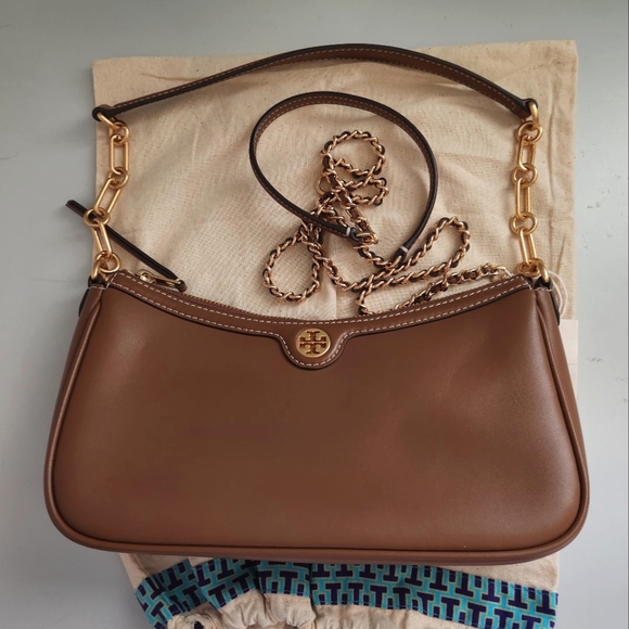 Tory Burch Studio Leather Shoulder Bag Crossbody in Moose - Picture 1 of 14